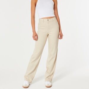 Hollister Light Beige Ultra High Rise Dad Jean
